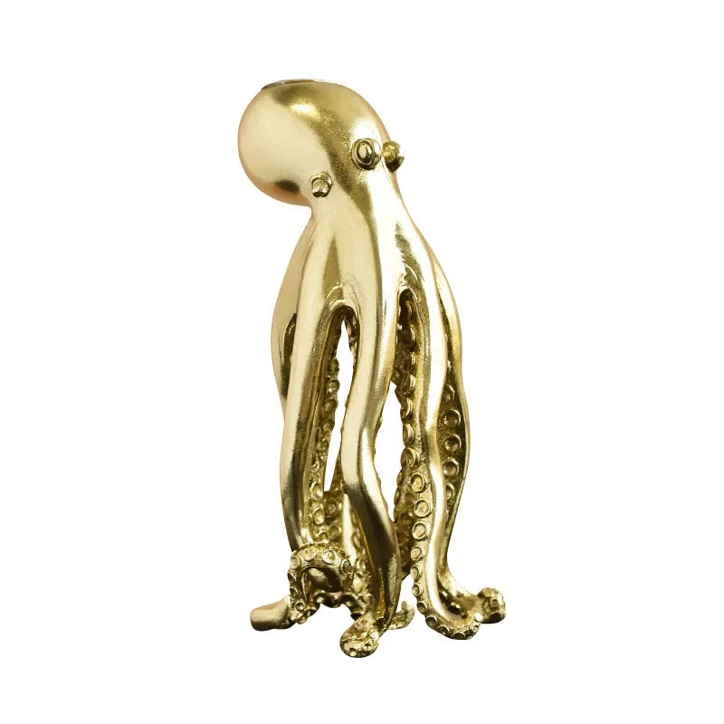 Afralia™ Golden Octopus Sculpture Candle Holder Candelabrum for Home Decoration