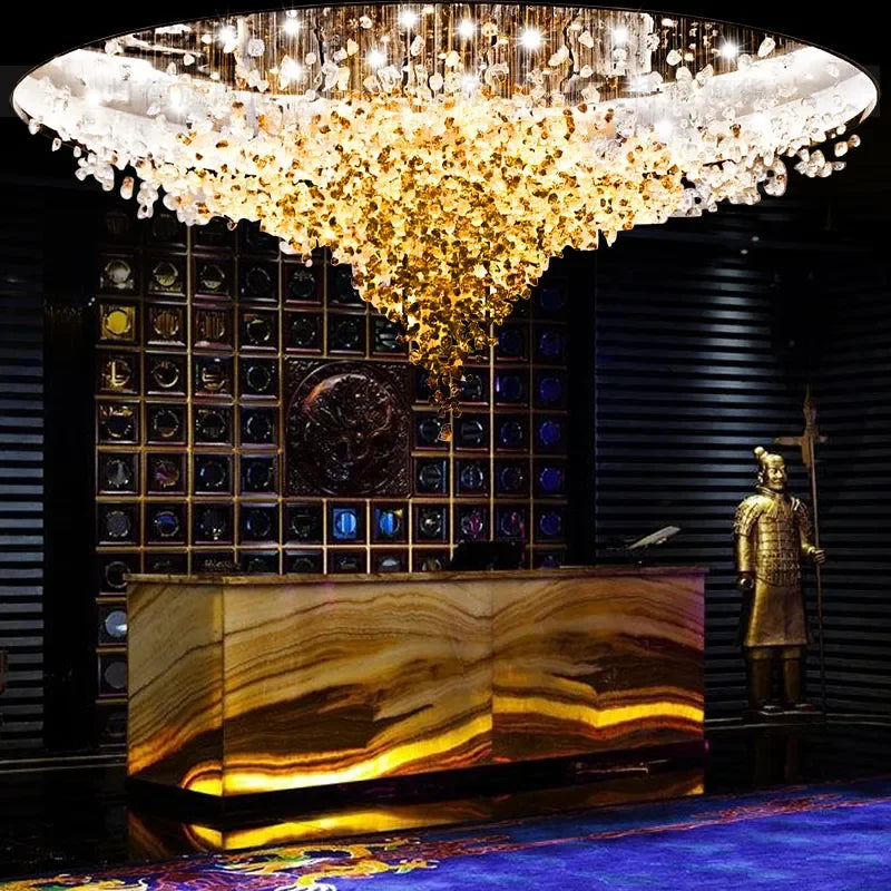 Afralia™ Stone Crystal LED Chandelier: Modern Large Luxury Lighting Fixture for Home Staircase, Living Room, Hallway