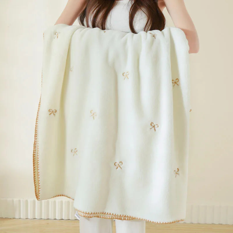 Afralia™ Baby Velvet Embroidered Blanket: Double-Sided Warm Travel Bedroom Sofa Cover