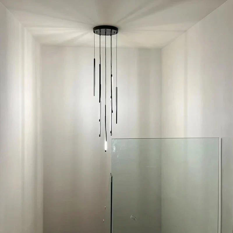 Afralia™ Minimalist Tubular Metal Chandelier for Living Room and Dining Room