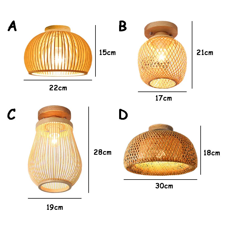 Afralia™ Bamboo Birdcage Ceiling Light: Handwoven Nordic Wood Art Fixture