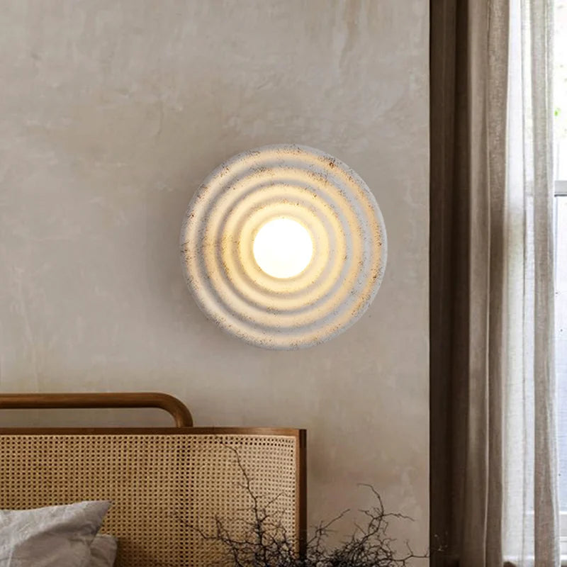 Afralia™ Japanese Style Round Circle LED Wall Lamp for Bedroom and Living Room