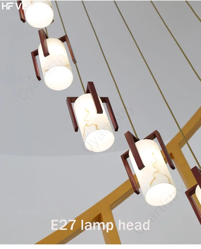 Afralia™ Marble LED Pendant Light for Modern Villa Living Room - Luxury Ceiling Lighting