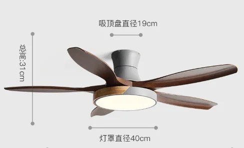 Afralia™ Wood Ceiling Fans 48-60 inch DC Motor LED Light Remote Control Living Bedroom Fan