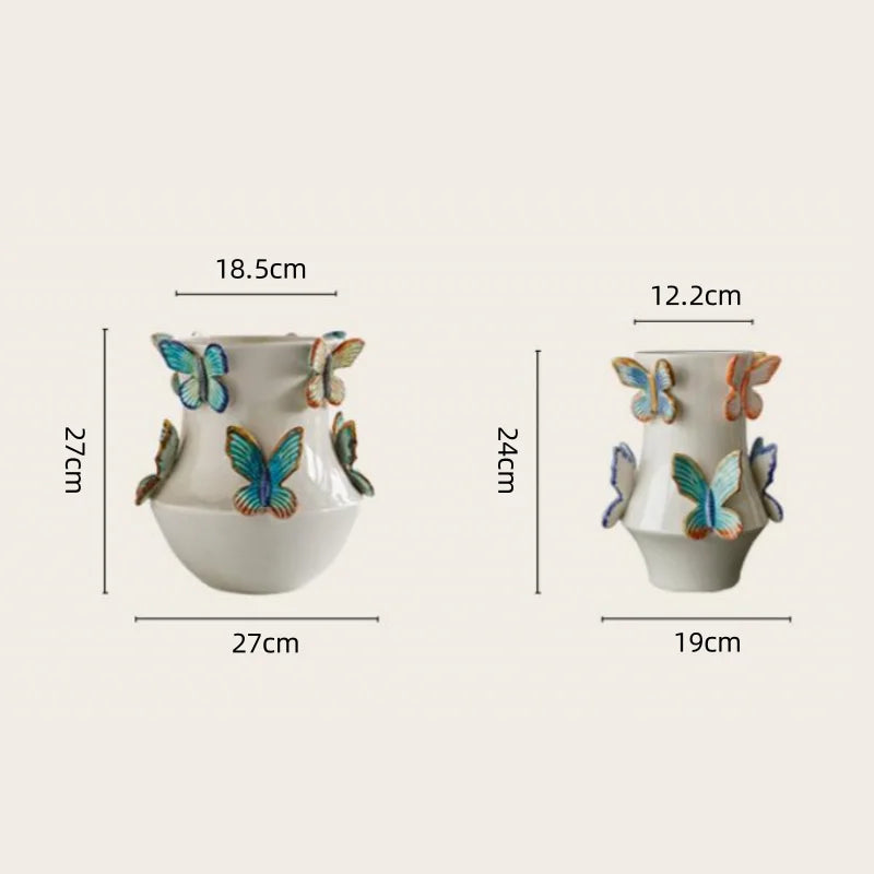 Afralia™ Butterfly Ceramic Vase - Handmade Porcelain Flowerpot Bouquet Arrangement