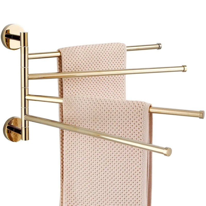 Afralia™ Copper Swivel Towel Bars Wall Mounted Bathroom Towel Holder Rack Gold 32cm