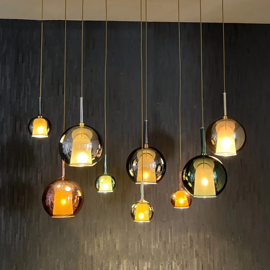 Afralia™ Glass Ball Pendant Lights: Italian Designer Hanging Lamp for Dining Room, Kitchen Island