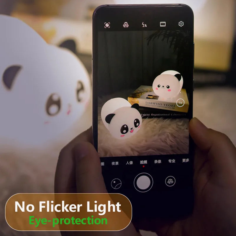 Afralia™ Panda LED Desk Lamp: Rechargeable, 7 Colors, Nursery Night Light