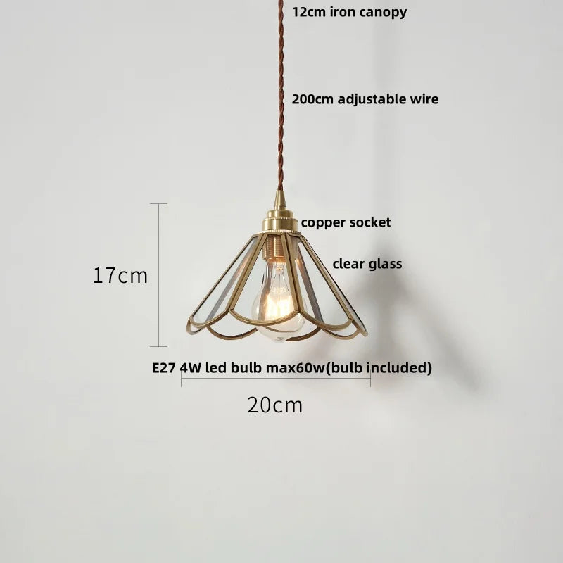 Afralia™ Tiffany Style LED Glass Pendant Light Fixture - Copper Socket & Clear Glass