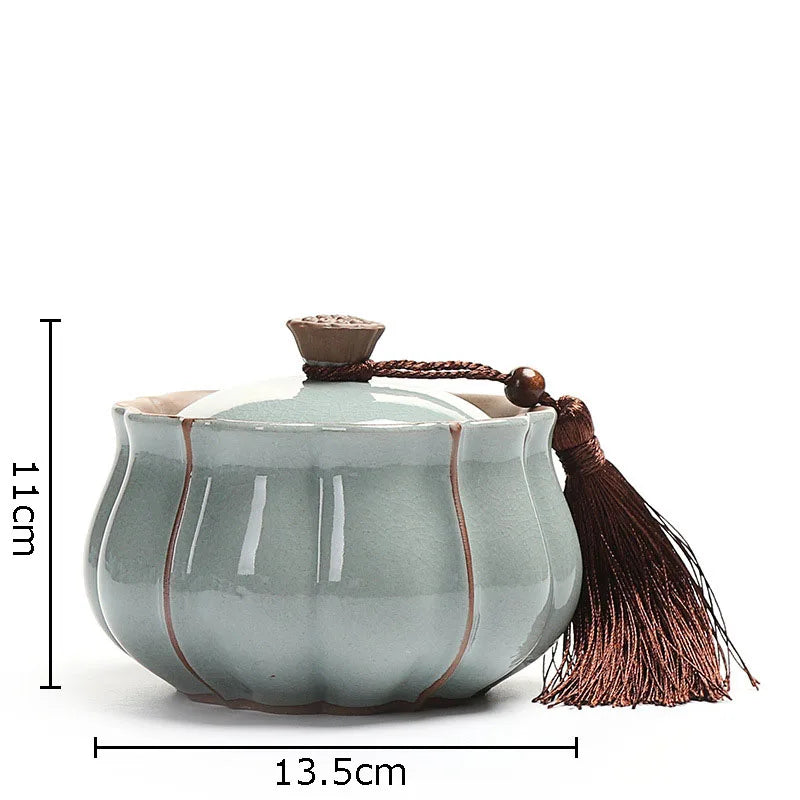 Afralia™ Ceramic Tea Canister with Lid Ice Crack Texture | Coffee Table Desk Decor Jar