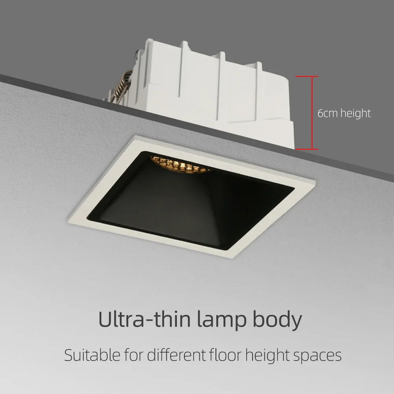 Afralia™ Square LED Ceiling Spotlight 7W 14W CRI97 | Anti-glare Recessed Downlight