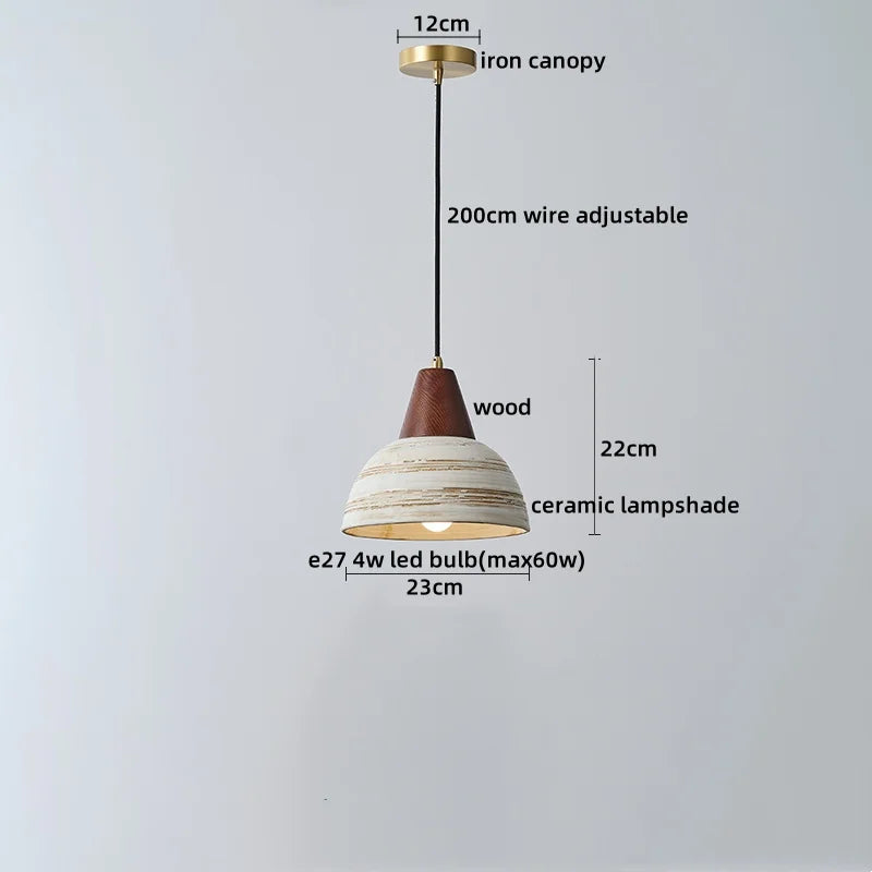 Afralia™ Ceramic Wood LED Hanging Pendant Light - Nordic Modern Design