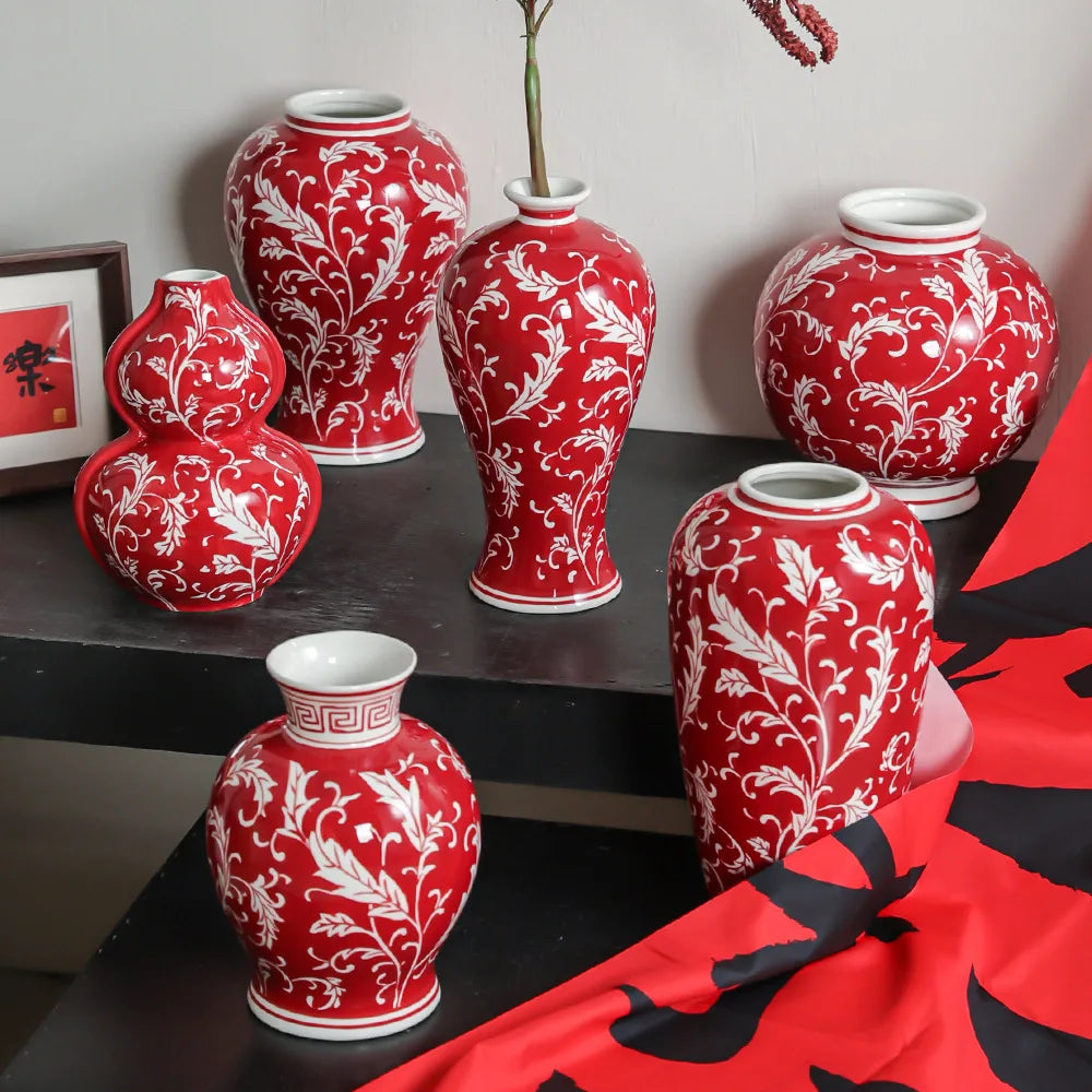 Afralia™ Blue White Porcelain Vase Chinese Retro Home Decor Flower Vase