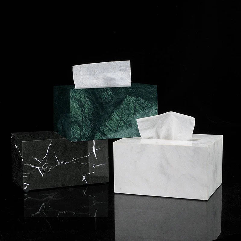 Afralia™ Marble Napkin Tissue Box Holder | Luxury Bathroom Accessories Set