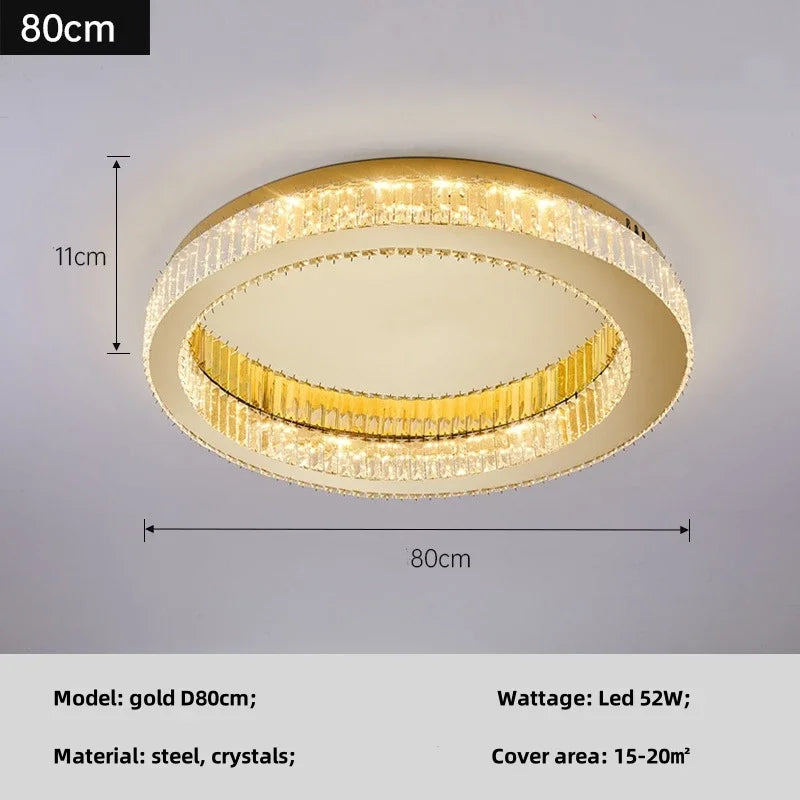 Afralia™ Modern K9 Crystals Dimmable LED Ceiling Light - Art Decor Luminarias