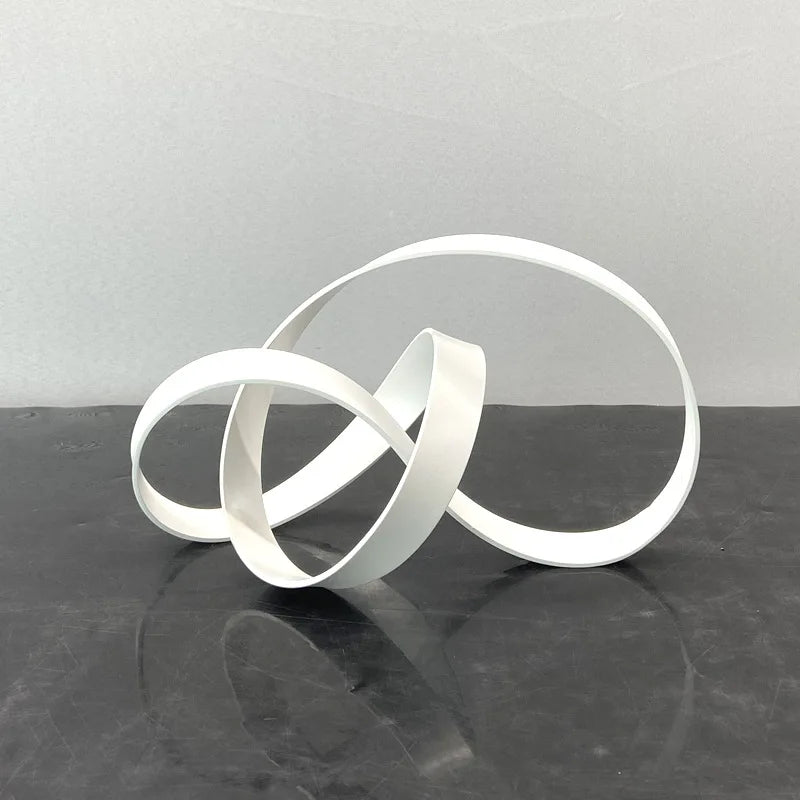 Afralia™ Abstract Knot Golden Tape Metal Sculpture Figurine for Room Decoration