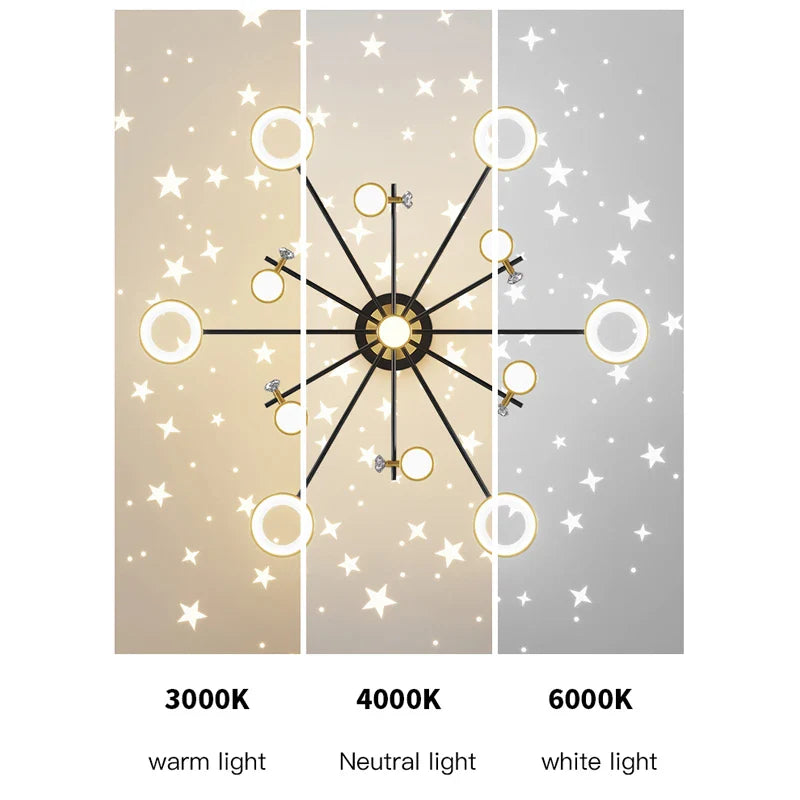 Afralia™ LED Chandelier: Modern Smart Remote Ceiling Light for Living Room Bedroom Dining Kitchen