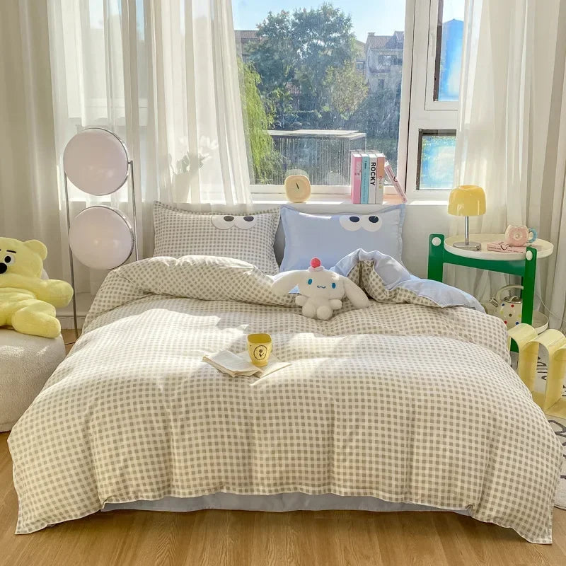 Afralia™ Striped Printed Cotton Bedding Set for Twin/Double Size Beds