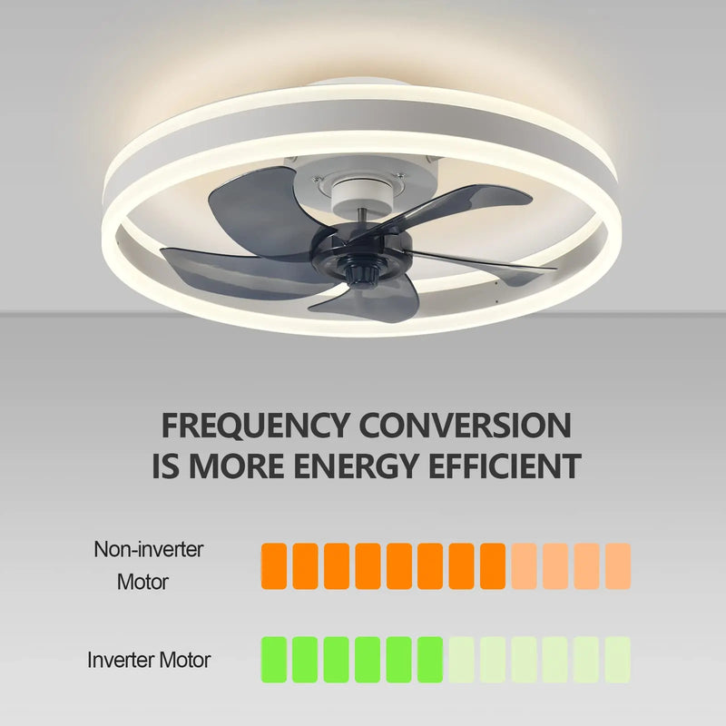 Afralia™ Smart Reversible Ceiling Fan with LED Lights, App Remote, Black/White Chandelier