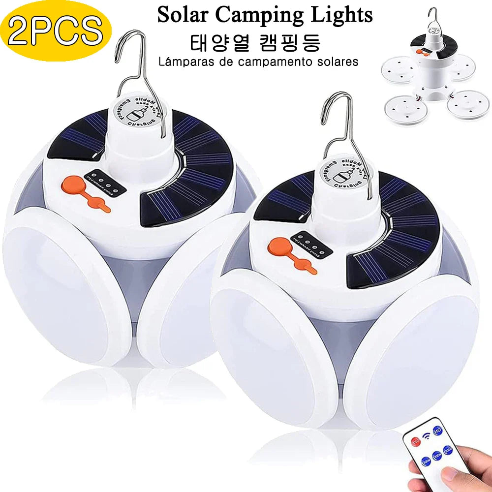 Afralia™ Solar Camping Lantern Remote Control USB Rechargeable LED Foldable SOS Waterproof