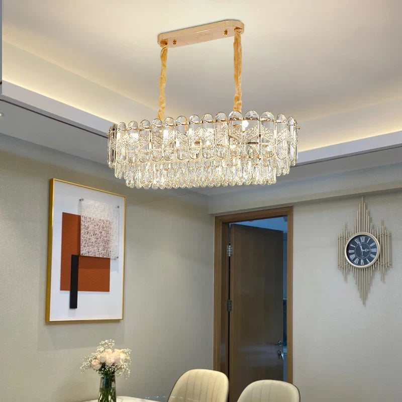 Afralia™ Crystal Chandelier LED Light: Modern Luxury Restaurant Hall Lighting