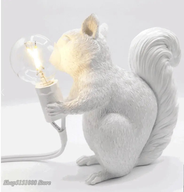 Afralia™ Squirrel Resin LED Table Light Mini Night Lamp for Home Decor