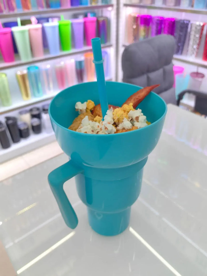 Afralia™ Snack Bowl & Drink Tumbler: 2-in-1 Stadium Cup with Straw, Leakproof & Portable