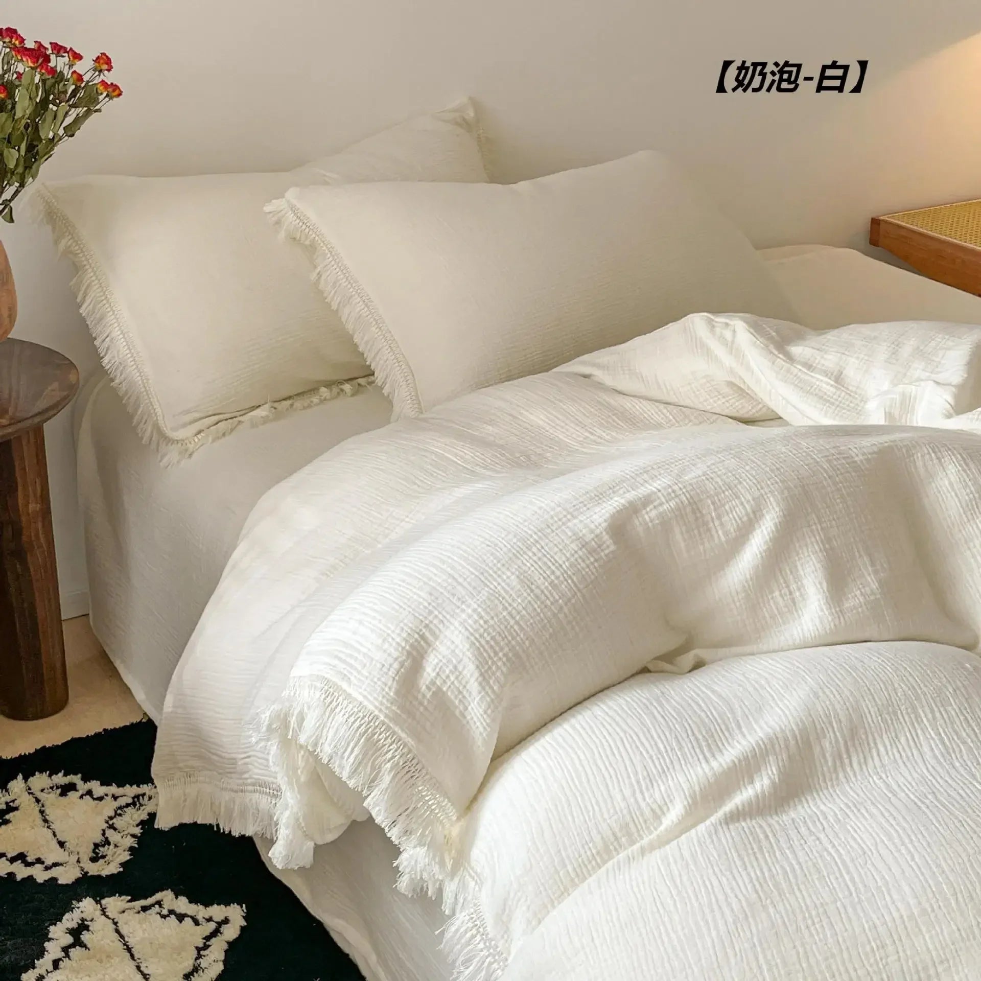 Afralia™ Luxury Retro Cotton Tassel Bedding Set for Queen King Comforter Cover