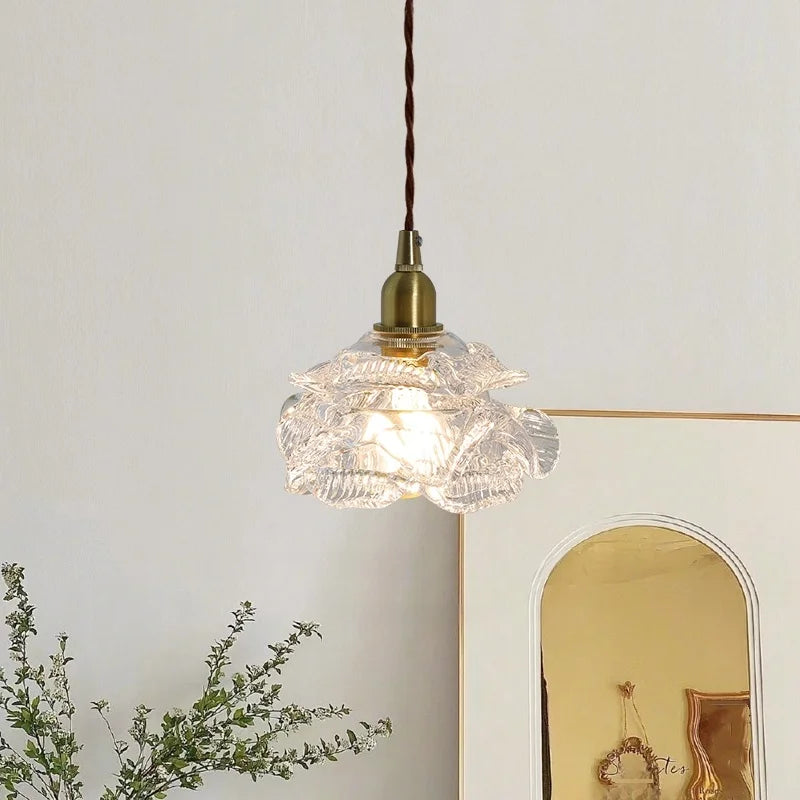 Afralia™ Small Flower LED Pendant Light - French Vintage Style for Bedroom, Living, Dining Room