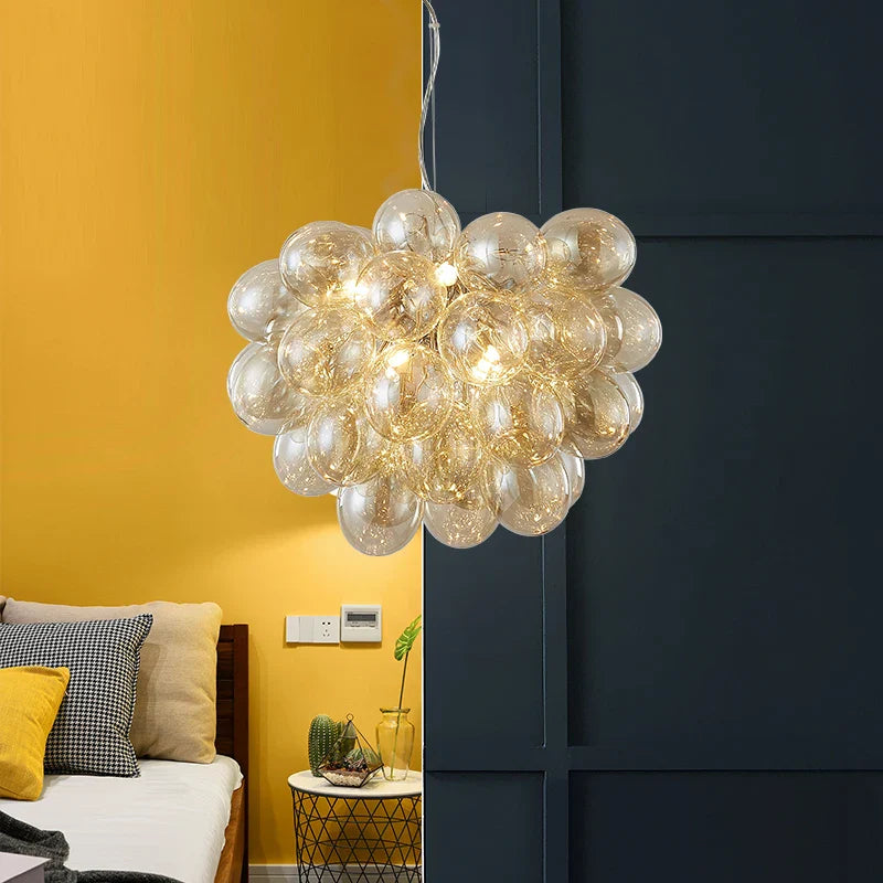 Afralia™ Glass Ball Chandelier: Modern Color Pendant Light for Living Room Decor
