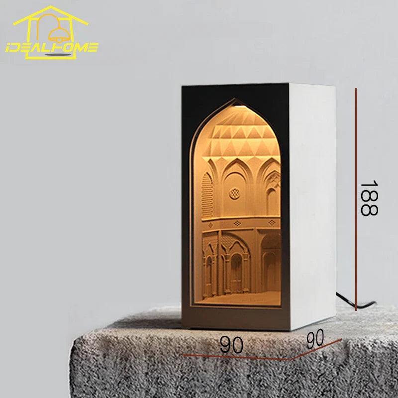 Afralia™ Persian Garden Concrete Table Lamp with Touch Dimming, Bedroom Desk Light