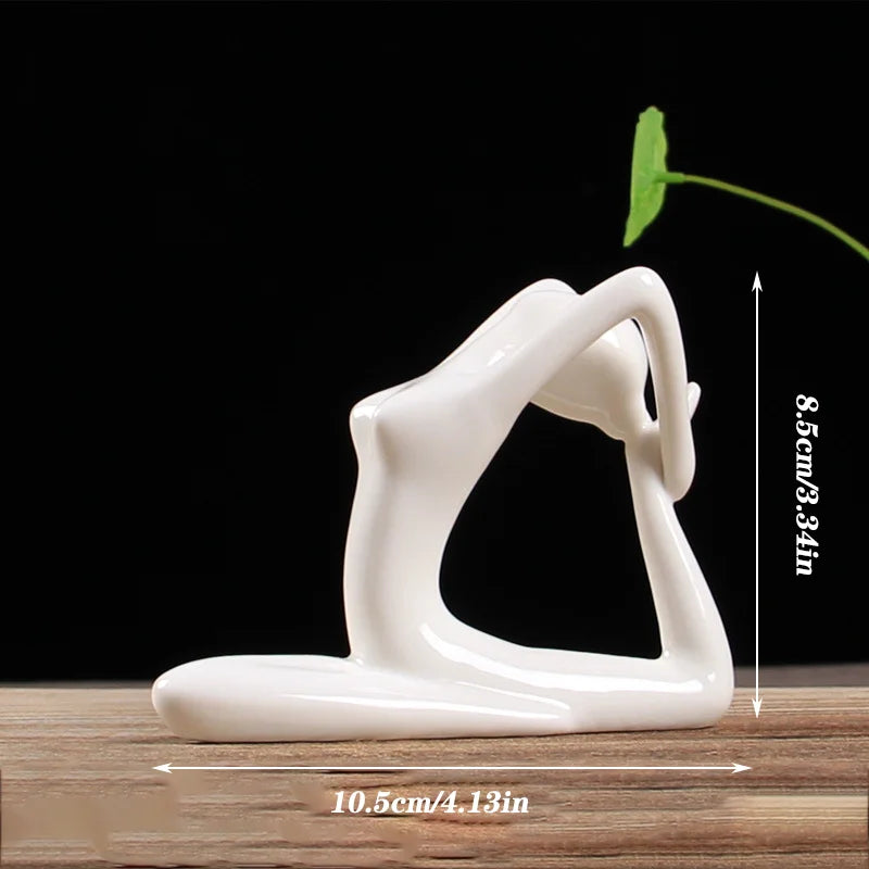 Afralia™ Abstract Yoga Figure Porcelain Statue Home Decor Sculpture