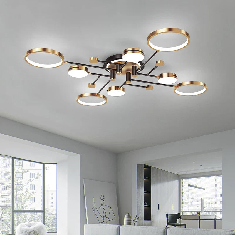 Afralia™ Modern LED Chandelier 2023 - Golden Black Smart Lamp