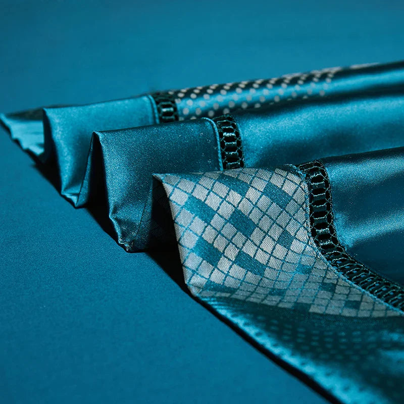 Afralia™ 1000TC Egyptian Cotton Satin Jacquard Patchwork Bedding Set - Full Queen King Size