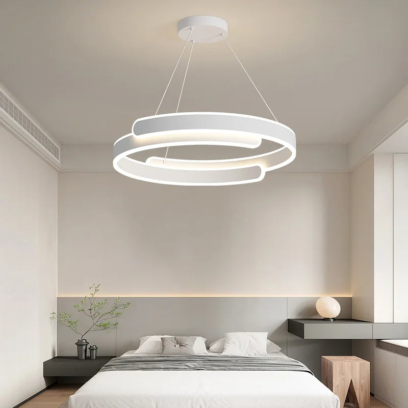 Afralia™ Modern LED Chandeliers | Black White Lights | Round Lamps
