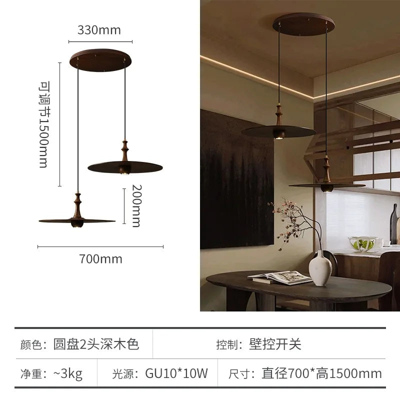 Afralia™ Solid Wood Flying Saucer Pendant Light for Home Decor and Lighting