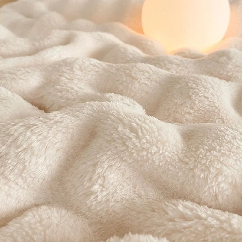 Afralia™ Cozy Bubble Faux Rabbit Fur Blanket: Warm Sofa & Bed Cover for All Seasons