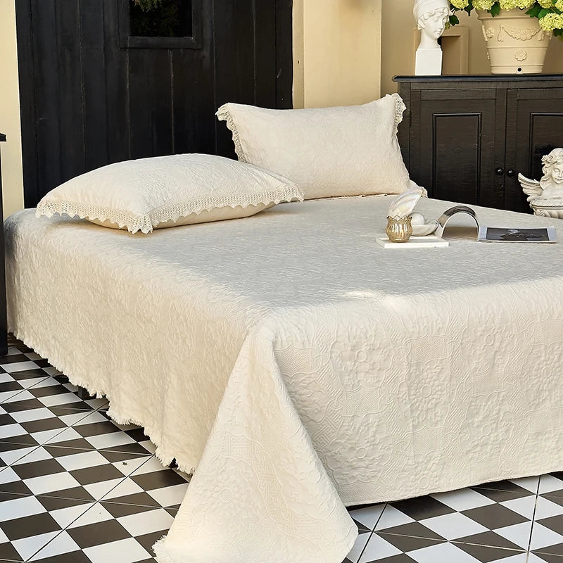 Afralia™ Cotton Quilted Bedspread Set with Bed Skirt & Pillowcases