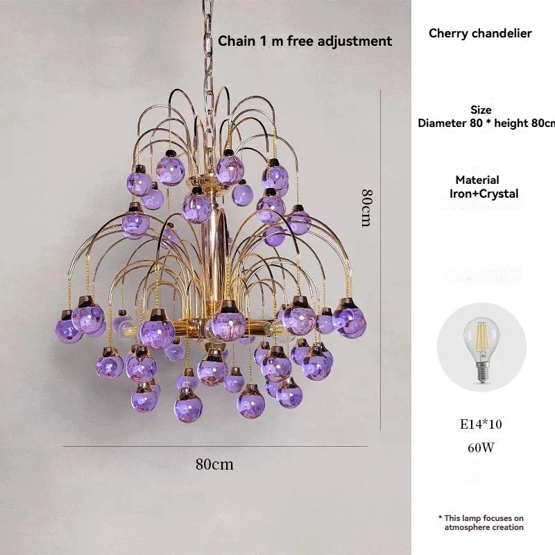 Afralia™ Teardrop Murano Glass Chandelier in Red Purple - Cherry Atmosphere Decor