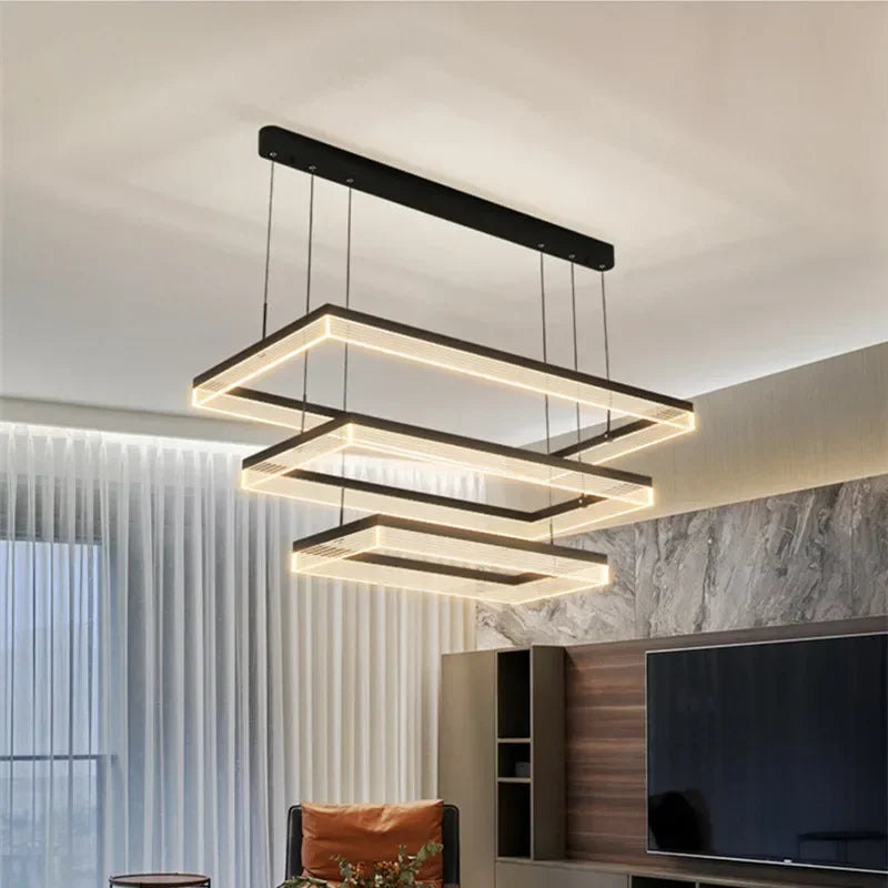 Afralia™ Minimalist Rectangle Acrylic LED Pendant Light - Nordic Design, Dimmable, Modern Hanging Lamp