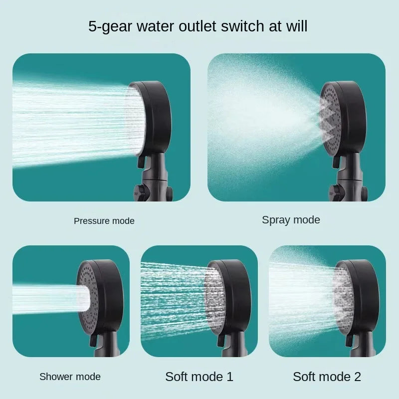 Afralia™ High Pressure 5 Modes Round Shower Head Set for Bathroom Accessories