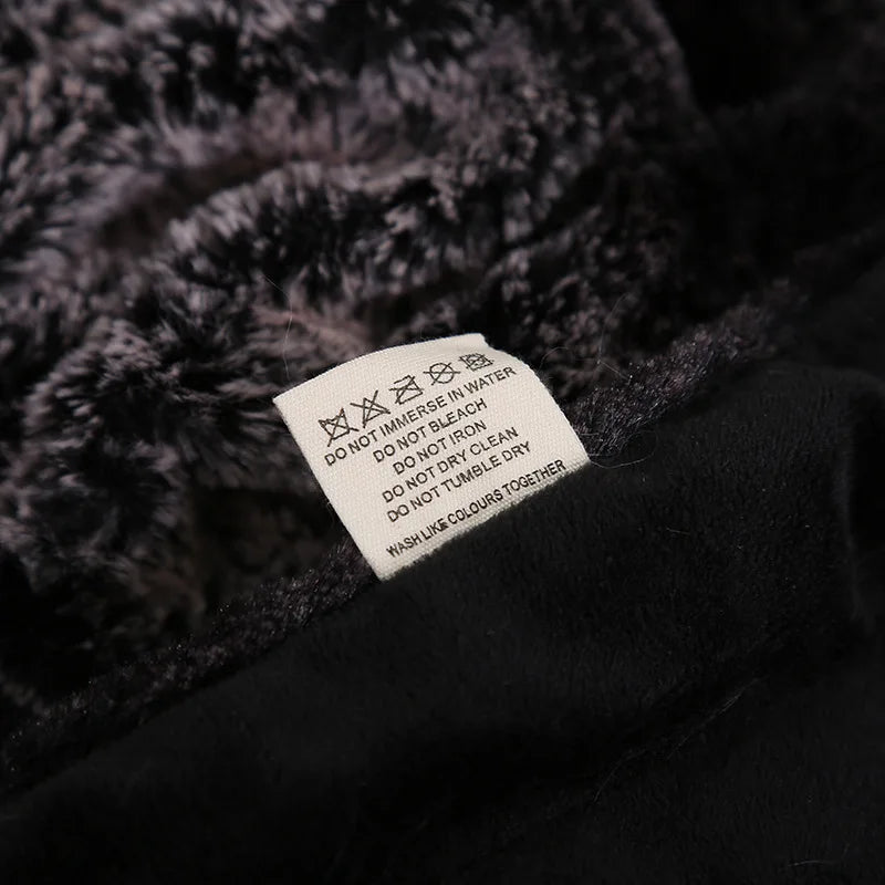 Afralia™ Striped Faux Rabbit Fur Blanket for Home & Travel Warmth