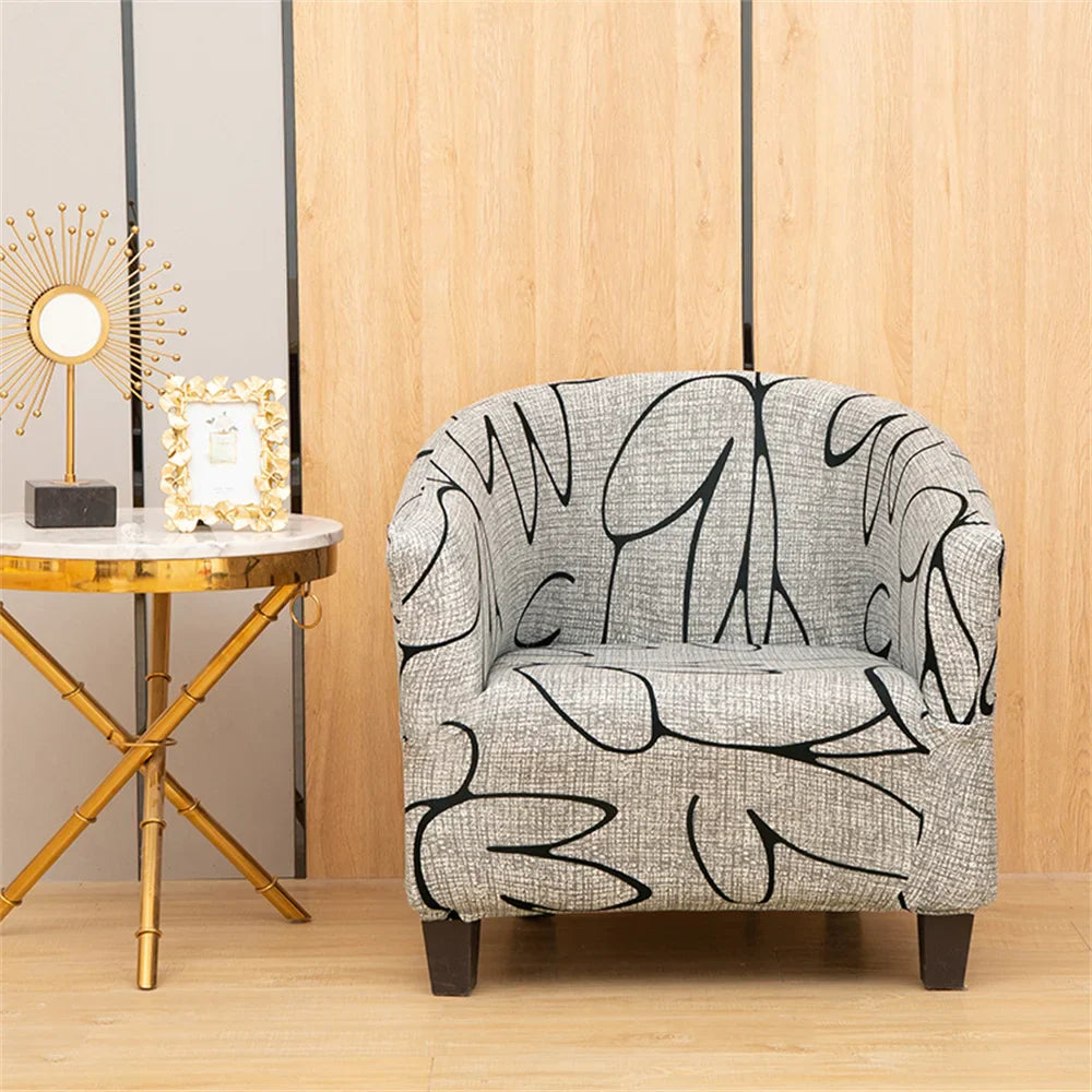 Afralia™ Printed Tub Chair Cover - Armchair Slipcover for Club Sofa