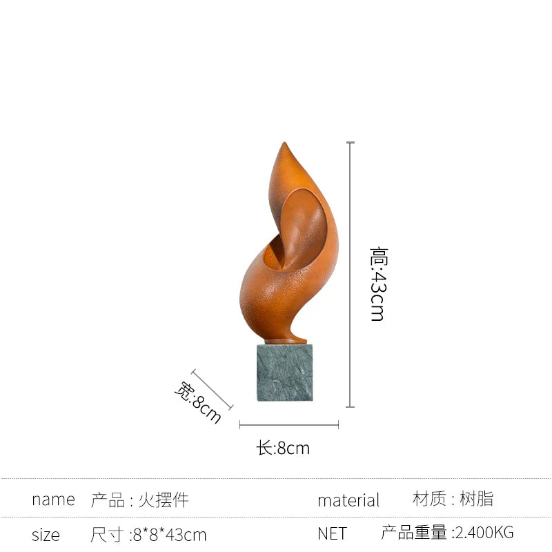 Afralia™ Golden Ring Black and White Striped Abstract Resin Figurines Home Decor