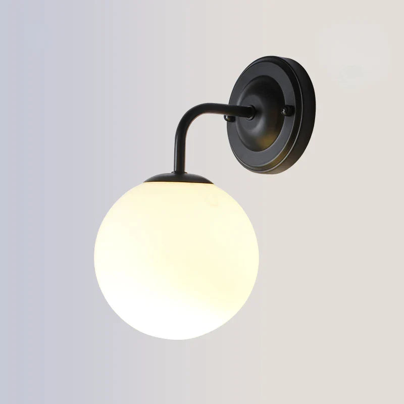 Afralia™ Brozen Black LED Glass Ball Wall Lights for Living Room Bedroom_BU