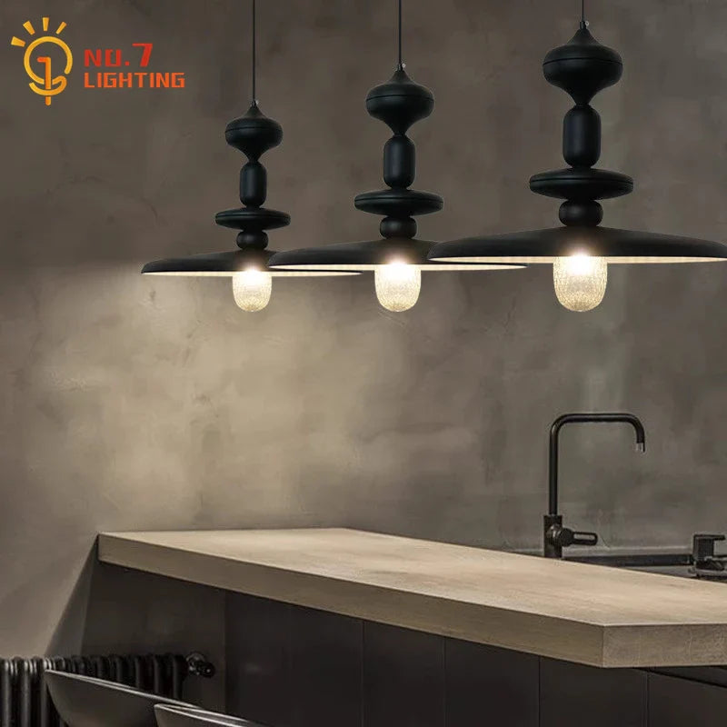 Afralia™ Black Gyroscope Pendant Lights LED G9 Crystal Iron Art Minimalist Luxury