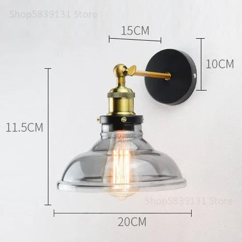 Afralia™ Vintage Metal Glass LED Wall Lamps Retro Industrial Living Room Bedroom Light Fixtures