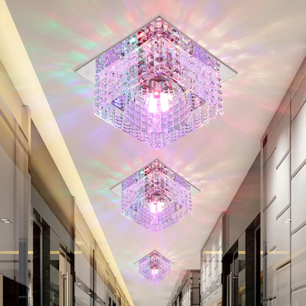 Afralia™ Modern Crystal Square LED Ceiling Wall Light for Home Decoration