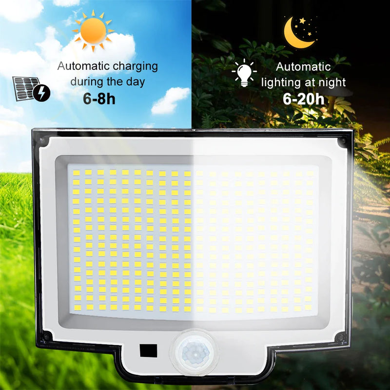 Afralia™ Solar Flood Lights 3 Modes IP65 Waterproof Wall Lamp with Remote Control