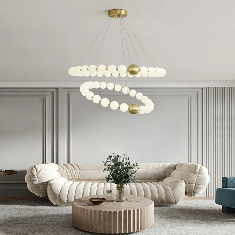 Afralia™ Love Gold Chrome Chandelier LED Suspension Lighting for Dinning Room